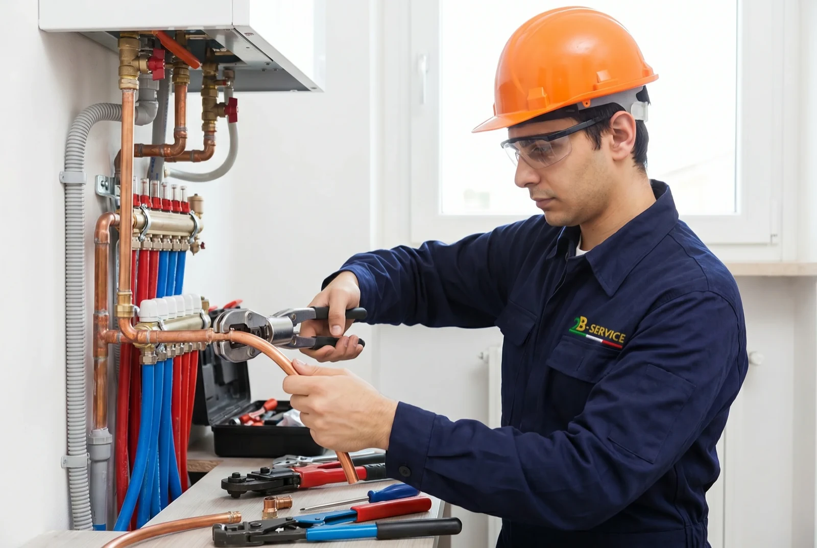 Tecnico 2B Service esegue una ricerca perdite con termocamera a infrarossi