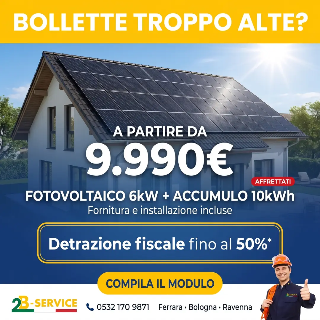 Offerta impianto fotovoltaico 6 kW con accumulo 10 kWh a partire da 9.990€ — 2B Service